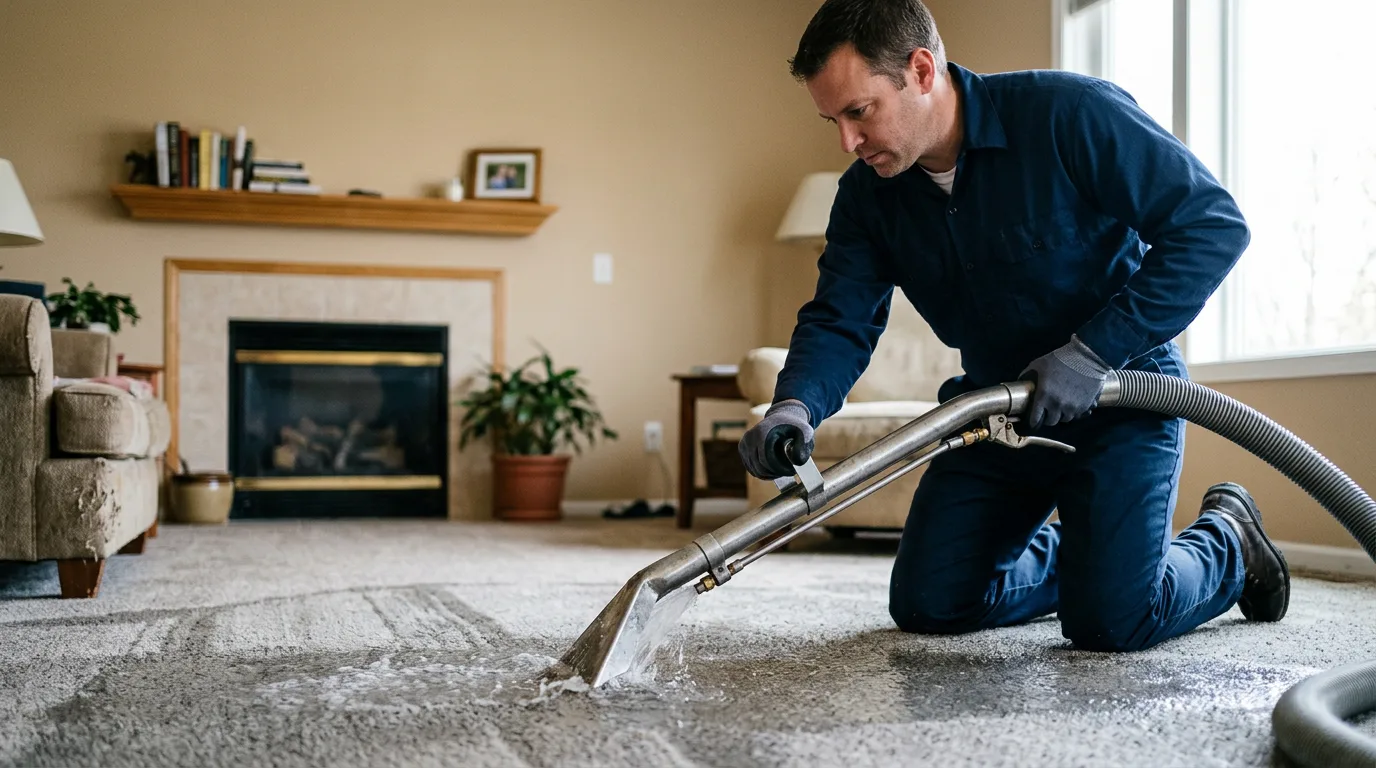 Water damage restoration technician working near Lick Creek, KY